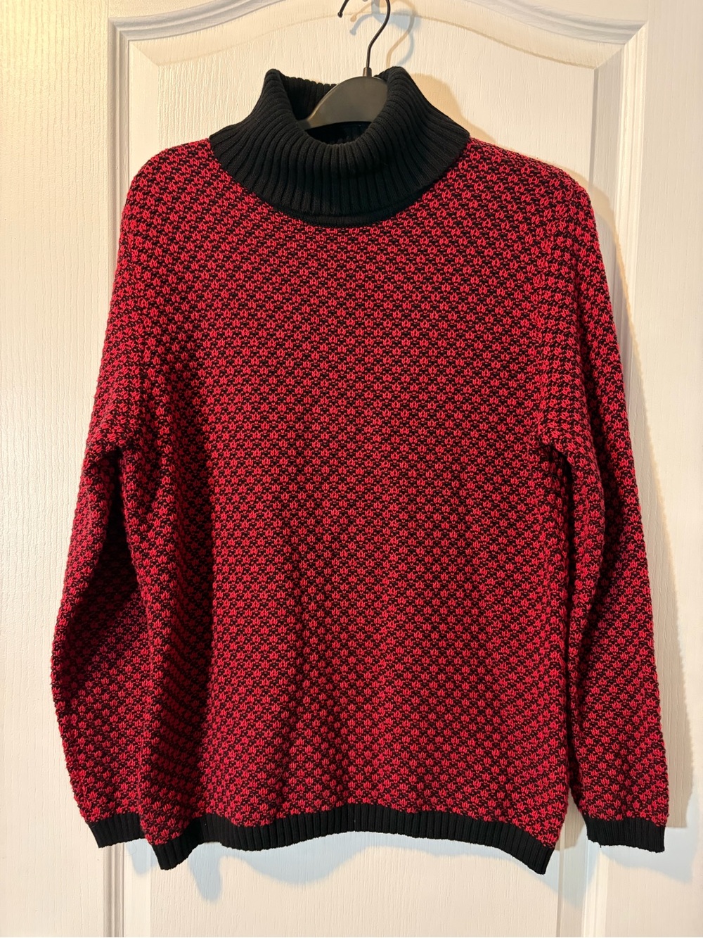 Karen Scott Red and Black Turtleneck Knit Sweater size small
